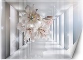 Trend24 - Behang - Bloemen In De Corridor 3D - Behangpapier - Fotobehang 3D - Behang Woonkamer - 100x70 cm - Incl. behanglijm