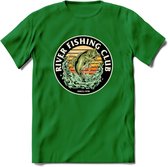 Fishing Club - Vissen T-Shirt | Beige | Grappig Verjaardag Vis Hobby Cadeau Shirt | Dames - Heren - Unisex | Tshirt Hengelsport Kleding Kado - Donker Groen - XL