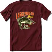 Catch and Release - Vissen T-Shirt | Beige | Grappig Verjaardag Vis Hobby Cadeau Shirt | Dames - Heren - Unisex | Tshirt Hengelsport Kleding Kado - Burgundy - M