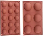 Siliconen Bakvormen Halve Bollen Cakevorm - Ronde Mallen Chocolade - 15 + 6 Vullingen - Diameter 7 + 3.8CM