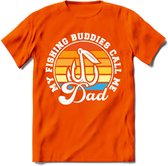 Fishing Dad - Vissen T-Shirt | Grappig Verjaardag Vis Hobby Cadeau Shirt | Dames - Heren - Unisex | Tshirt Hengelsport Kleding Kado - Oranje - 3XL