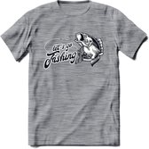 Lets Go Fishing - Vissen T-Shirt | Grappig Verjaardag Vis Hobby Cadeau Shirt | Dames - Heren - Unisex | Tshirt Hengelsport Kleding Kado - Donker Grijs - Gemaleerd - 3XL