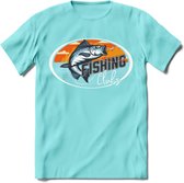 Fishing - Vissen T-Shirt | Grappig Verjaardag Vis Hobby Cadeau Shirt | Dames - Heren - Unisex | Tshirt Hengelsport Kleding Kado - Licht Blauw - XL