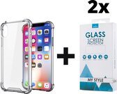 Crystal Backcase Transparant Shockproof Hoesje iPhone XS - 2x Gratis Screen Protector - Telefoonhoesje - Smartphonehoesje
