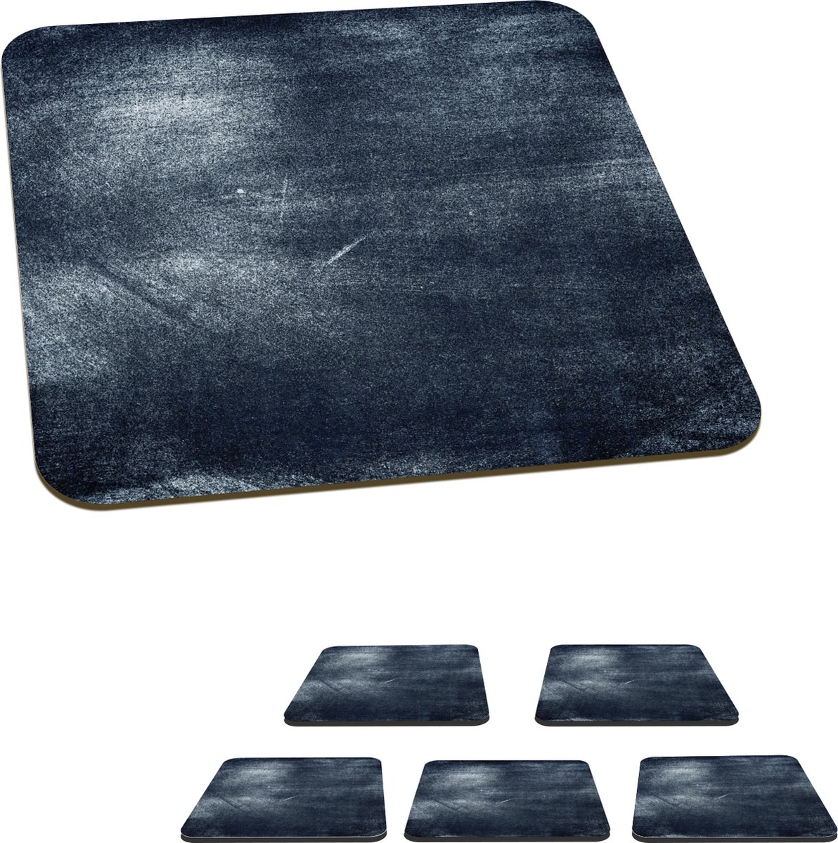 Onderzetters voor glazen - IJzer print - Grijs - Donker - 10x10 cm - Glasonderzetters - 6 stuks