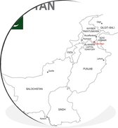 WallCircle - Wandcirkel - Muurcirkel - Illustratie van Pakistan en haar provincies - Aluminium - Dibond - ⌀ 90 cm - Binnen en Buiten