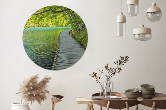WallCircle - Wall Circle - Wall Circle - Route au bord de l'eau au parc national des lacs de Plitvice - Aluminium - Dibond - 120x120 cm - Intérieur et extérieur XXL