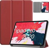Hoes geschikt voor iPad Pro / Pro 2021 / 2020 Wine Rood - 11 Inch - Hoes geschikt voor iPad pro 2020 Hoes - Hoes geschikt voor iPad pro 2021 smart cover Trifold