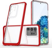 Samsung S20 Plus hoesje transparant cover met bumper Rood - Ultra Hybrid hoesje Samsung Galaxy S20 Plus case