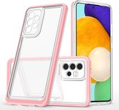 Samsung A72 5G hoesje transparant cover met bumper Rose Goud - Ultra Hybrid hoesje Samsung Galaxy A72 5G case