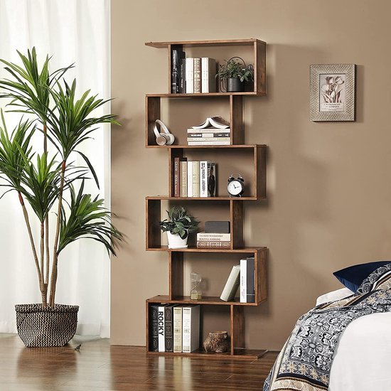 Boekenkast - Industriële Kast - Kast - Woonkamer kast - Kubus kast - 6 Compartimenten - Bruin — afbeelding 4