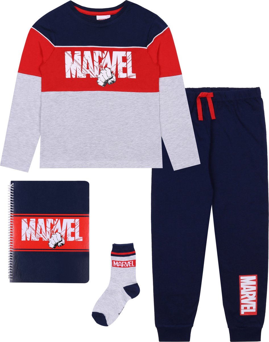 MARVEL Cadeauset met een pyjama en een notitieboekje voor jongens / 9-10 jaar 140 cm