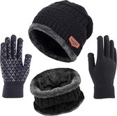 3 in 1 Winter Balaclava Muts + Sjaal + Handschoenen | Zwart - One size