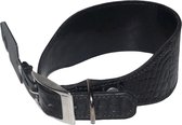 ALOKÉ Greyhound / Windhond Hondenhalsband / Halsband (01573ST) - Italiaans Echt Leder - Zwart Croco - Nekomvang: 37,5 - 43 cm (GELIEVE ALVORENS BESTELLEN OPMETEN)