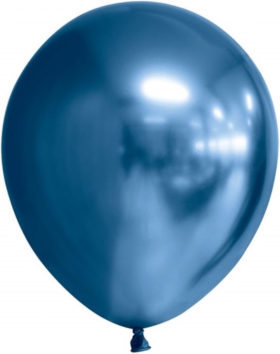 10 x Latex blauwe chrome ballonnen. 30cm