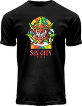 Fox Originals Neon met Blacklight Sin City shirt Heren & Dames Katoen Zwart Black Maat M
