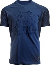 Fox Originals Biketown Amsterdam T-shirt Heren & Dames Katoen Navy Blauw Maat S