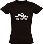 I Love Sushi | Dames T-shirt | Zwart | Vis | Eten | Foreplay | Roleplay | Kink | Fetisj | Plezier | Partner | Valentijnsdag