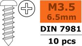 Revtec - Zelftappende cilinderkopschroef - 3,5X6,5mm - Gegalvaniseerd staal - 10 st