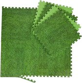 Tapis de puzzle fitness Relaxdays - 8 tuiles - herbe - tapis de protection - 3m² - tapis de sol - vert