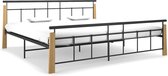 Bedframe metaal en massief eikenhout 200x200 cm