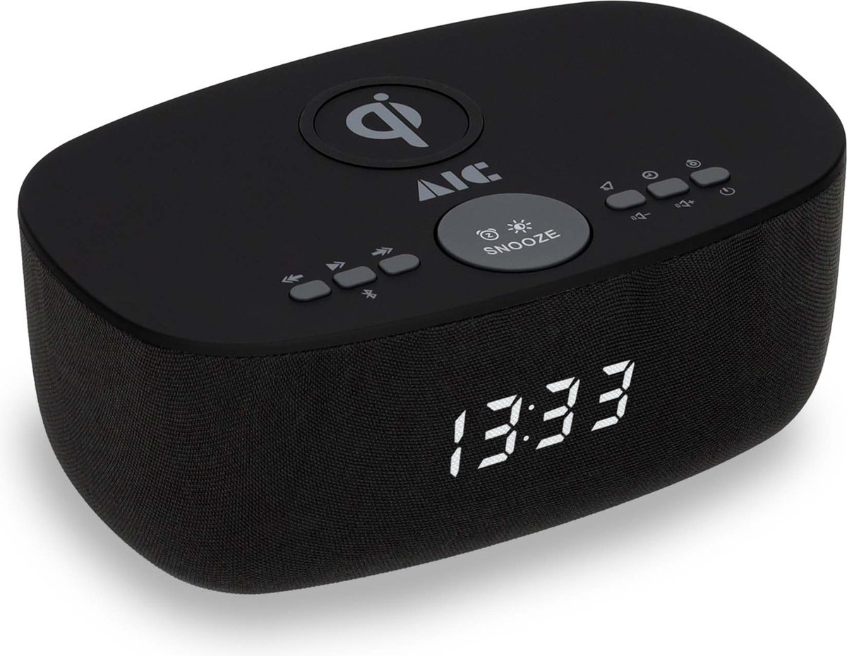 AIC 28BT Radio-Réveil Numérique - Chargeur Sans Fil - Bluetooth - USB -  Zwart
