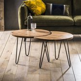 Salontafel set/2 Ø60 / Massief acacia naturel - Industriële Salontafels voor Woonkamer - Industrieel Design