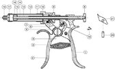 Roux Revolver injectie pistool onderdelen NR. 3 - Vastzetmoer handgreep 30 cc.