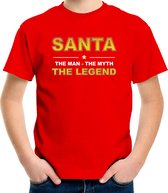Santa t-shirt / the man / the myth / the legend rood voor kinderen - Kerst kleding / Christmas outfit XS (110-116)