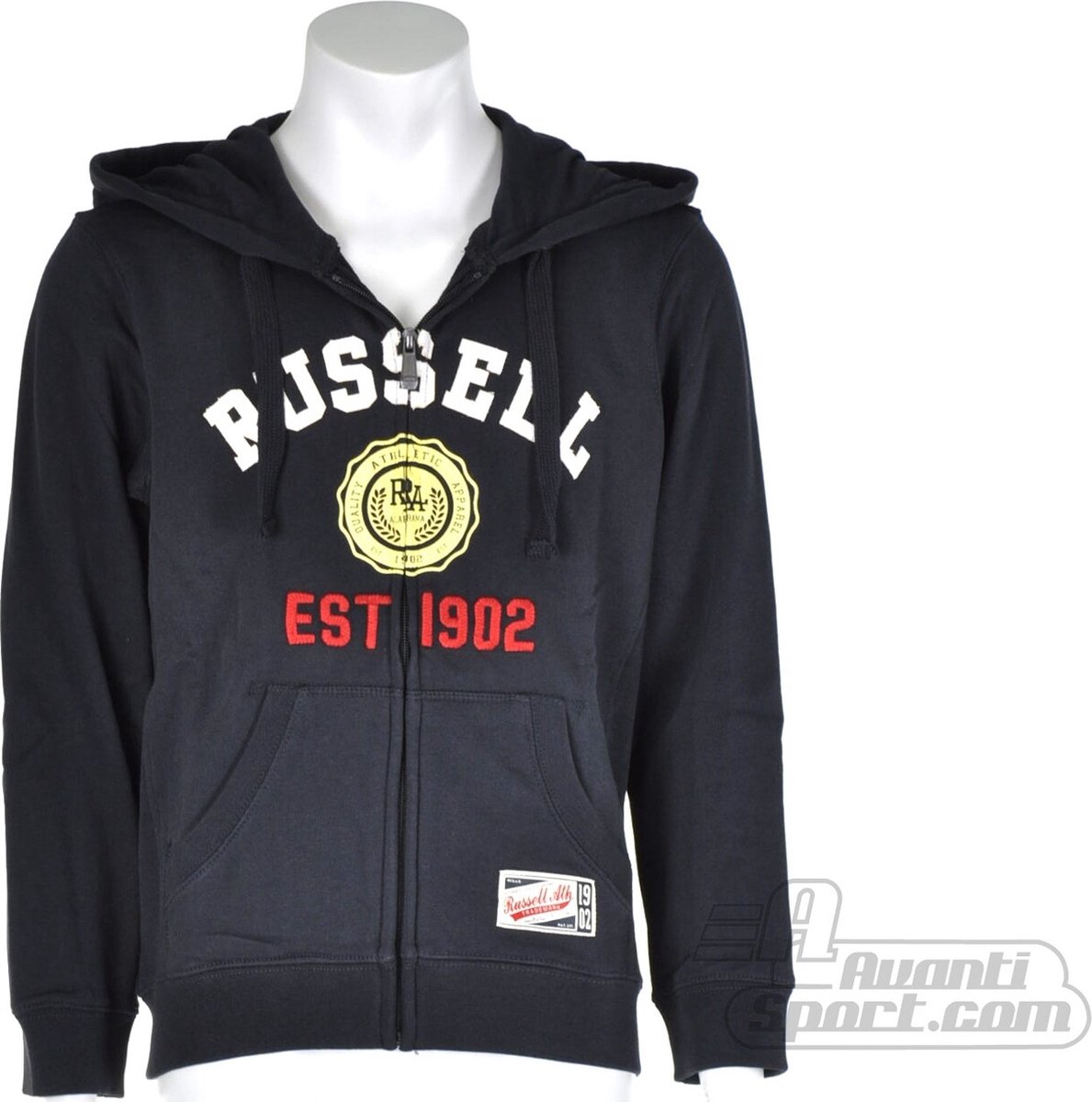 Russell Athletic - Full Zip Hooded Sweater - Kinder Sweater - 128 - DonkerNavy