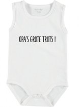 Baby Rompertje met tekst 'Opa's grote trots' | mouwloos l | wit zwart | maat 62/68 | cadeau | Kraamcadeau | Kraamkado