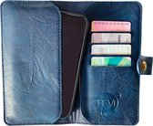 Samsung Galaxy S10e Clutchhoesje - Blauw Suede look met drukknoop en pasjeshouder