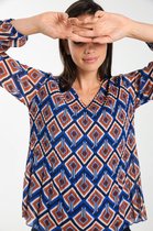 Cassis Dames Plisséhemd met geometrisch motief - Blouse - Maat 38