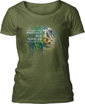Ladies T-shirt Protect Turtle Green L