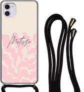 Hoesje met koord Geschikt voor iPhone 12 Mini - Matisse - Bloem - Abstract - Siliconen - Crossbody - Backcover met Koord - Telefoonhoesje met koord - Hoesje met touw