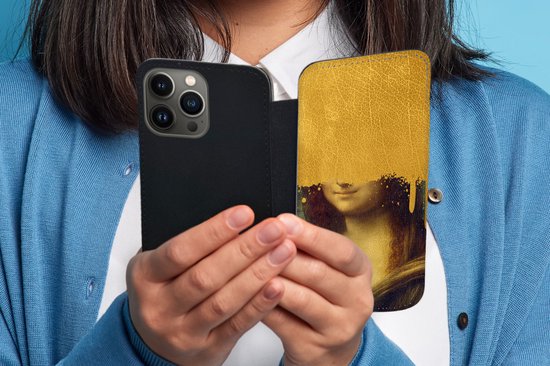Bookcase pour iPhone 13 Pro Max Bookcase - Mona Lisa - Da Vinci - Or - Avec compartiments - Étui portefeuille avec fermeture magnétique