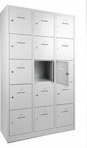 Lockerkast SHC met 10 deuren voorzien van brievensleuf in grijs met hangoogsluiting (excl. hangslot)