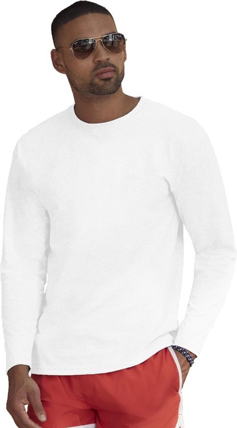 Basic shirt lange mouwen/longsleeve wit voor heren M (38/50)