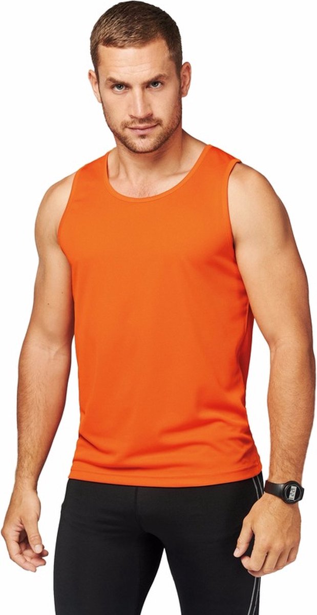 Sport singlet voor heren - Tanktop hemd - Oranje - Herenkleding - Mouwloze t-shirts - sportkleding L