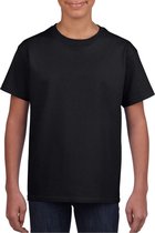 Zwart basic t-shirt met ronde hals voor kinderen unisex- katoen - 145 grams - zwarte shirts / kleding voor jongens en meisjes S (110-116)