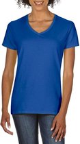 Basic V-hals t-shirt blauw voor dames - Casual shirts - Dameskleding t-shirt blauw XL (42/54)