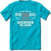 98 Jaar Legend T-Shirt | Zilver - Wit | Grappig Verjaardag en Feest Cadeau | Dames - Heren - Unisex | Kleding Kado | - Blauw - XL