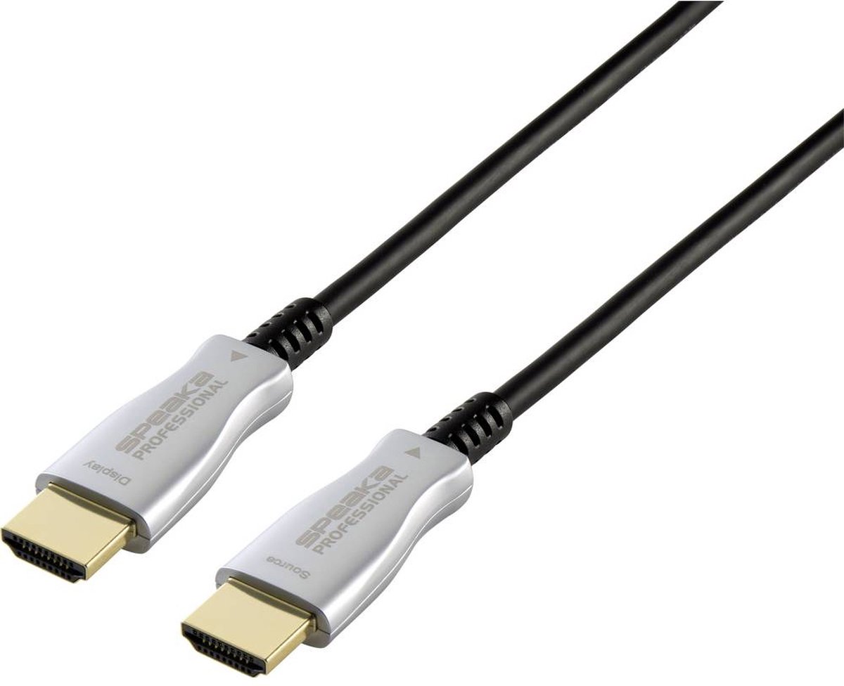 SpeaKa Professional SP-9019352 HDMI-kabel HDMI Aansluitkabel HDMI-A-stekker, HDMI-A-stekker 30.00 m Zwart 4K UHD, Afges