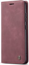 CaseMe - Hoesje geschikt voor Samsung Galaxy S22 Plus 5G - Retro Wallet Book Case - Magneetsluiting - Rood