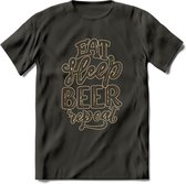 Eat Sleep Beer Repeat T-Shirt | Bier Kleding | Feest | Drank | Grappig Verjaardag Cadeau | - Donker Grijs - S