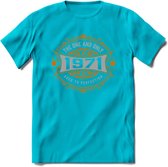 1971 The One And Only T-Shirt | Goud - Zilver | Grappig Verjaardag  En  Feest Cadeau | Dames - Heren | - Blauw - 3XL