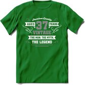 37 Jaar Legend T-Shirt | Zilver - Wit | Grappig Verjaardag en Feest Cadeau | Dames - Heren - Unisex | Kleding Kado | - Donker Groen - L