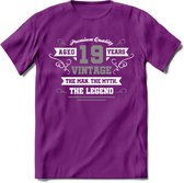 19 Jaar Legend T-Shirt | Zilver - Wit | Grappig Verjaardag en Feest Cadeau | Dames - Heren - Unisex | Kleding Kado | - Paars - XXL
