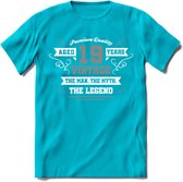 19 Jaar Legend T-Shirt | Zilver - Wit | Grappig Verjaardag en Feest Cadeau | Dames - Heren - Unisex | Kleding Kado | - Blauw - S