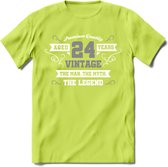 24 Jaar Legend T-Shirt | Zilver - Wit | Grappig Verjaardag en Feest Cadeau | Dames - Heren - Unisex | Kleding Kado | - Groen - 3XL